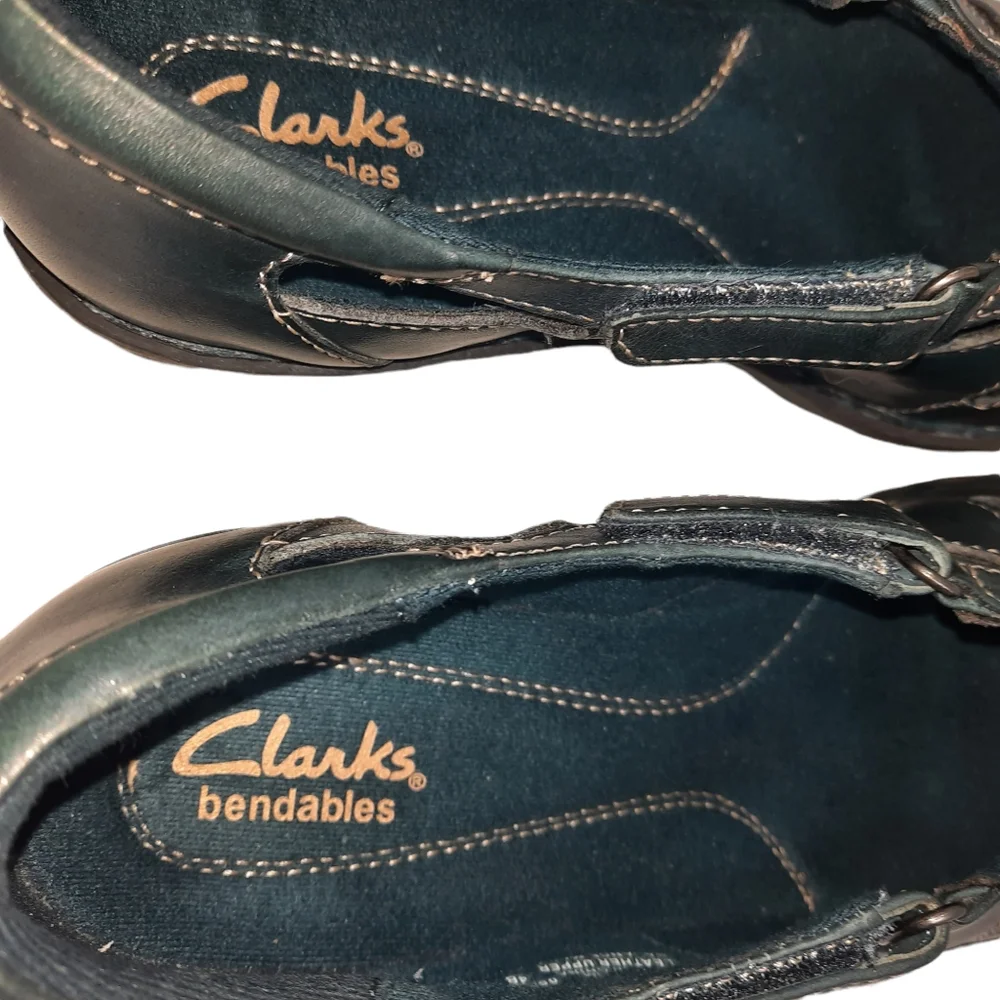 Clarks Bendables Blue Leather Nikki Regatta Shoe SZ 7.5M